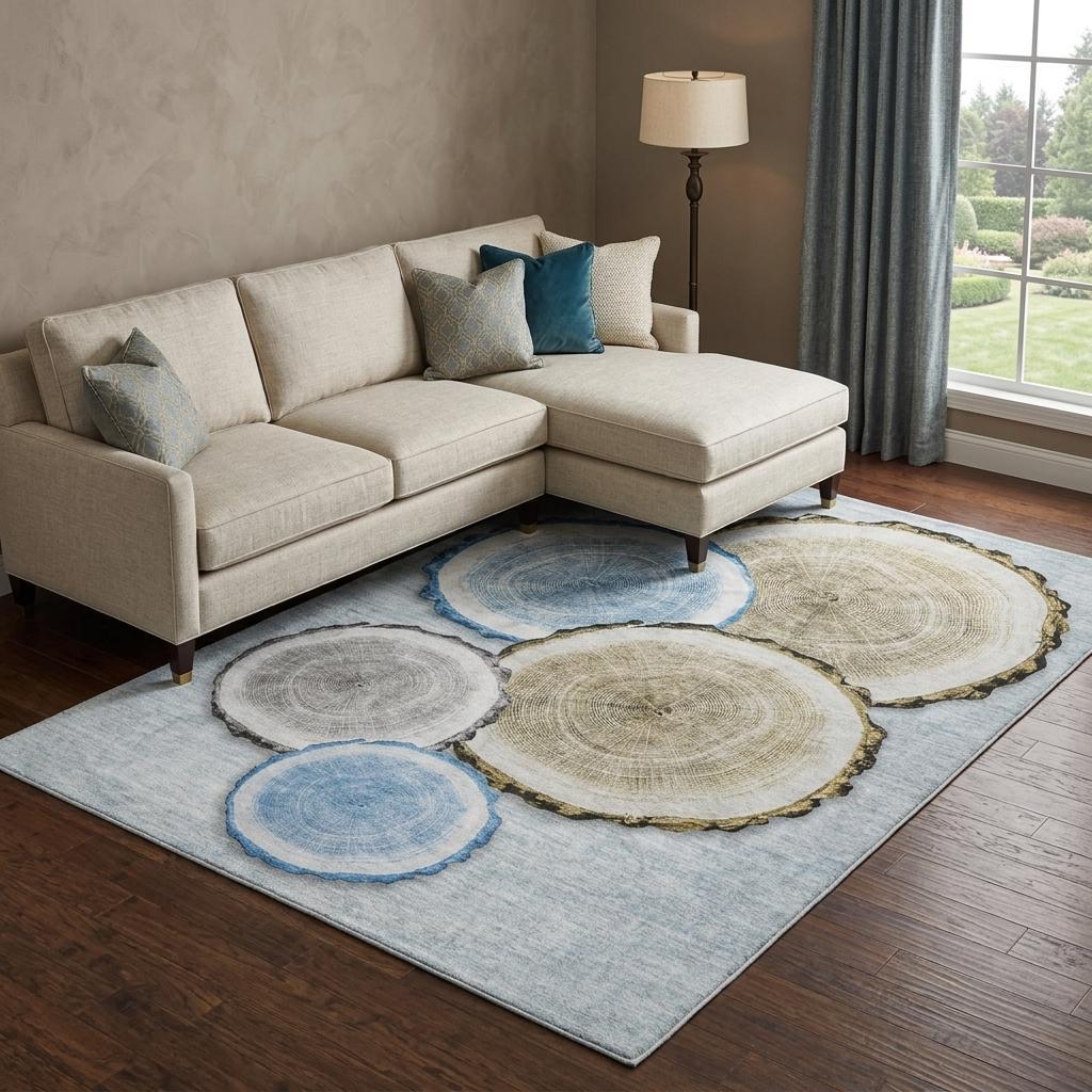 9' X 12' Blue And Navy Blue Faux Bois Shag Washable Area Rug With UV Protection - HomeRoots - Flyclothing LLC