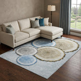9' X 12' Blue And Navy Blue Faux Bois Shag Washable Area Rug With UV Protection - HomeRoots - Flyclothing LLC