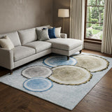 10' X 14' Blue And Navy Blue Faux Bois Shag Washable Area Rug With UV Protection - HomeRoots - Flyclothing LLC