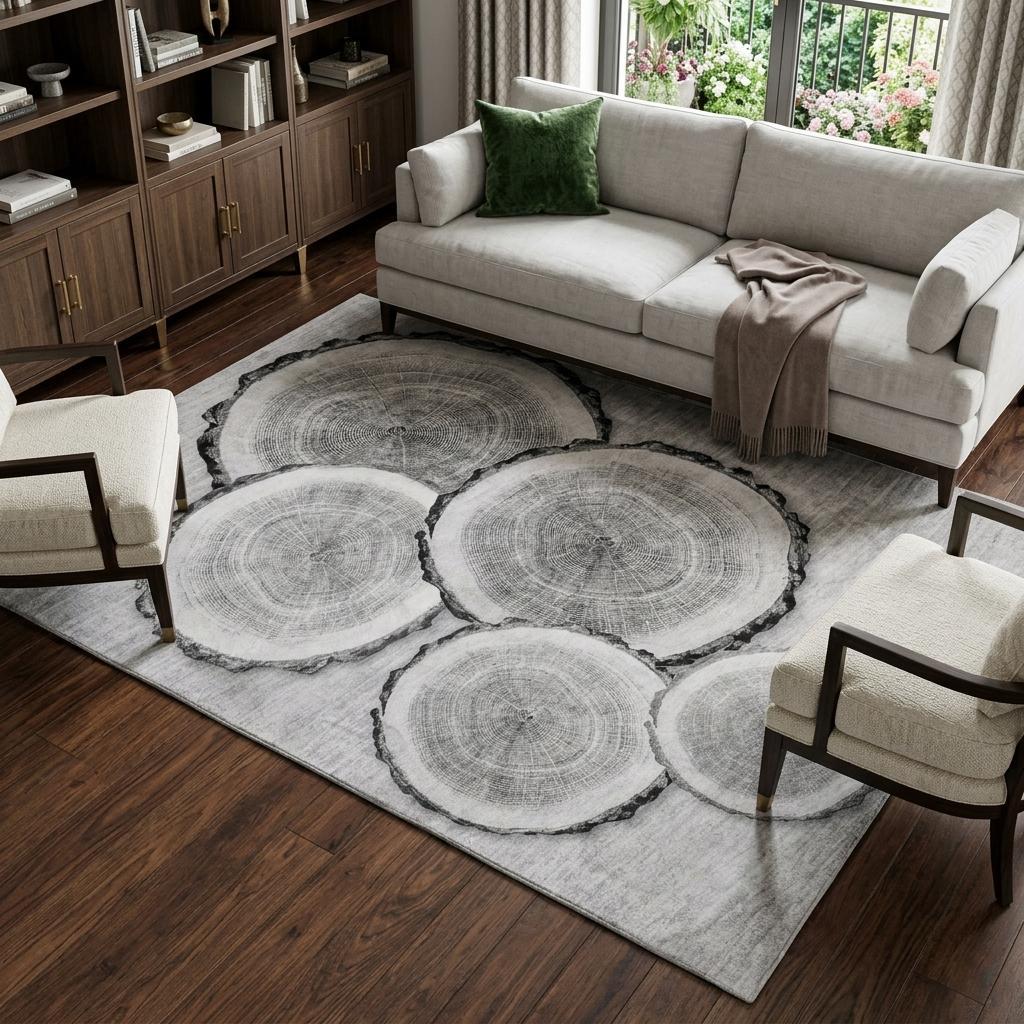 8' X 10' Gray And Silver Faux Bois Shag Washable Area Rug With UV Protection - HomeRoots - Flyclothing LLC