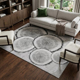 8' X 10' Gray And Silver Faux Bois Shag Washable Area Rug With UV Protection - HomeRoots - Flyclothing LLC