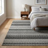 3' X 5' Black And Gray Striped Shag Washable Area Rug With UV Protection - HomeRoots - Flyclothing LLC