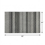3' X 5' Black And Gray Striped Shag Washable Area Rug With UV Protection - HomeRoots - Flyclothing LLC