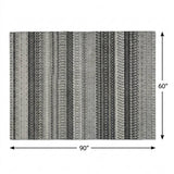 5' X 8' Black And Gray Striped Shag Washable Area Rug With UV Protection - HomeRoots - Flyclothing LLC