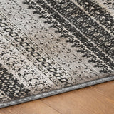 8' Black And Gray Striped Shag Washable Round Rug With UV Protection - HomeRoots - Flyclothing LLC