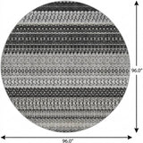8' Black And Gray Striped Shag Washable Round Rug With UV Protection - HomeRoots - Flyclothing LLC