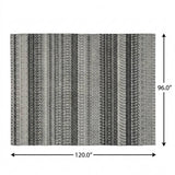8' X 10' Black And Gray Striped Shag Washable Area Rug With UV Protection - HomeRoots - Flyclothing LLC