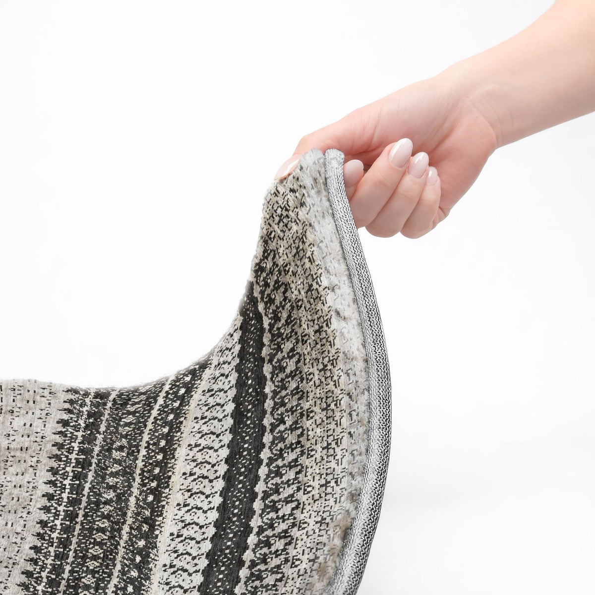 10' X 14' Black And Gray Striped Shag Washable Area Rug With UV Protection - HomeRoots - Flyclothing LLC