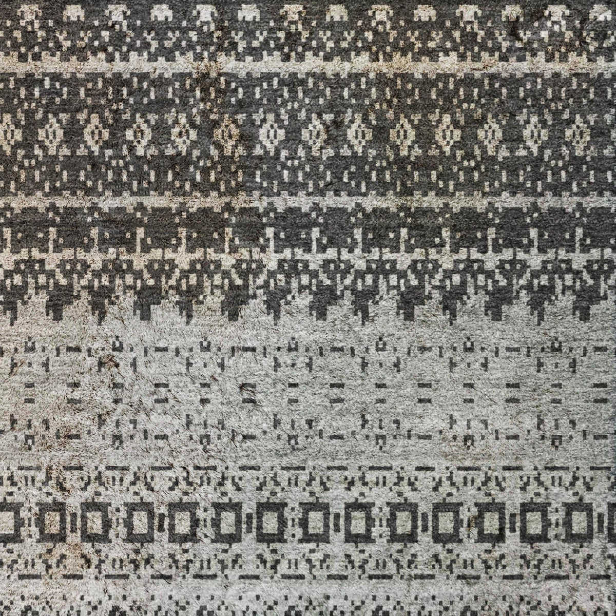 10' X 14' Black And Gray Striped Shag Washable Area Rug With UV Protection - HomeRoots - Flyclothing LLC