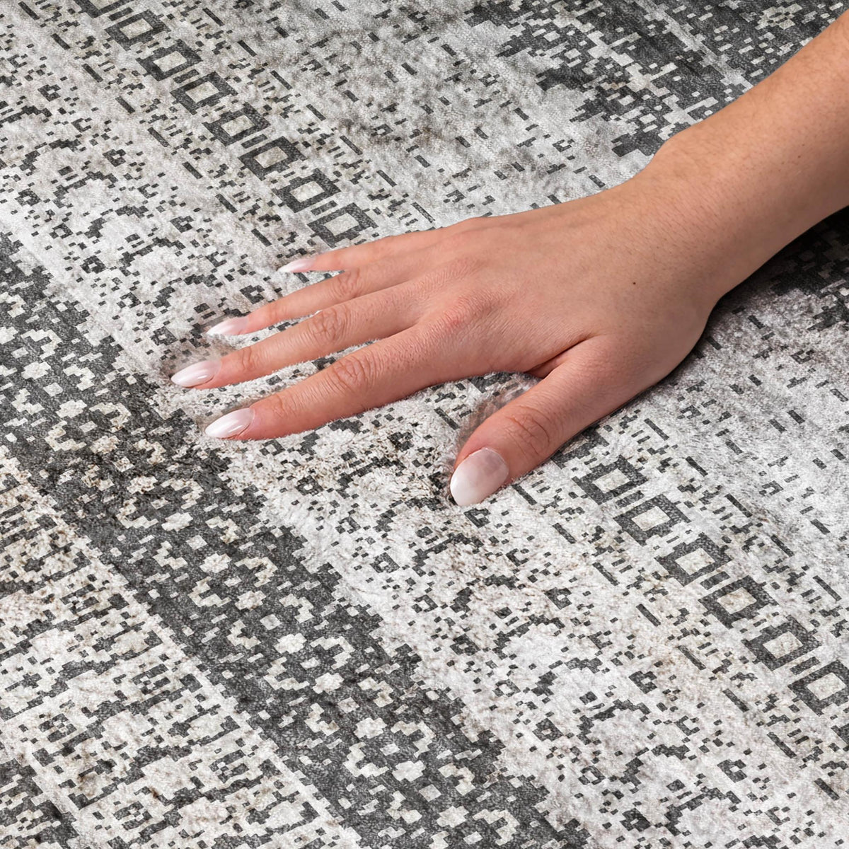 10' X 14' Black And Gray Striped Shag Washable Area Rug With UV Protection - HomeRoots - Flyclothing LLC