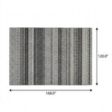 10' X 14' Black And Gray Striped Shag Washable Area Rug With UV Protection - HomeRoots - Flyclothing LLC