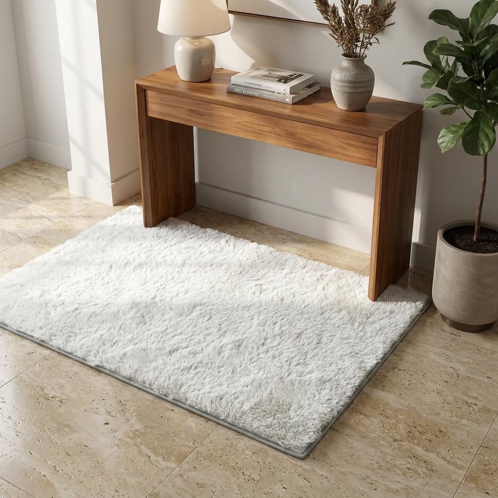 3' X 5' Ivory And Beige Striped Shag Washable Area Rug With UV Protection - HomeRoots - Flyclothing LLC