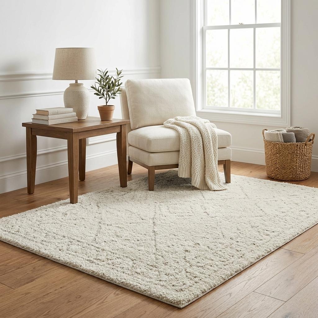 5' X 8' Ivory And Beige Striped Shag Washable Area Rug With UV Protection - HomeRoots - Flyclothing LLC