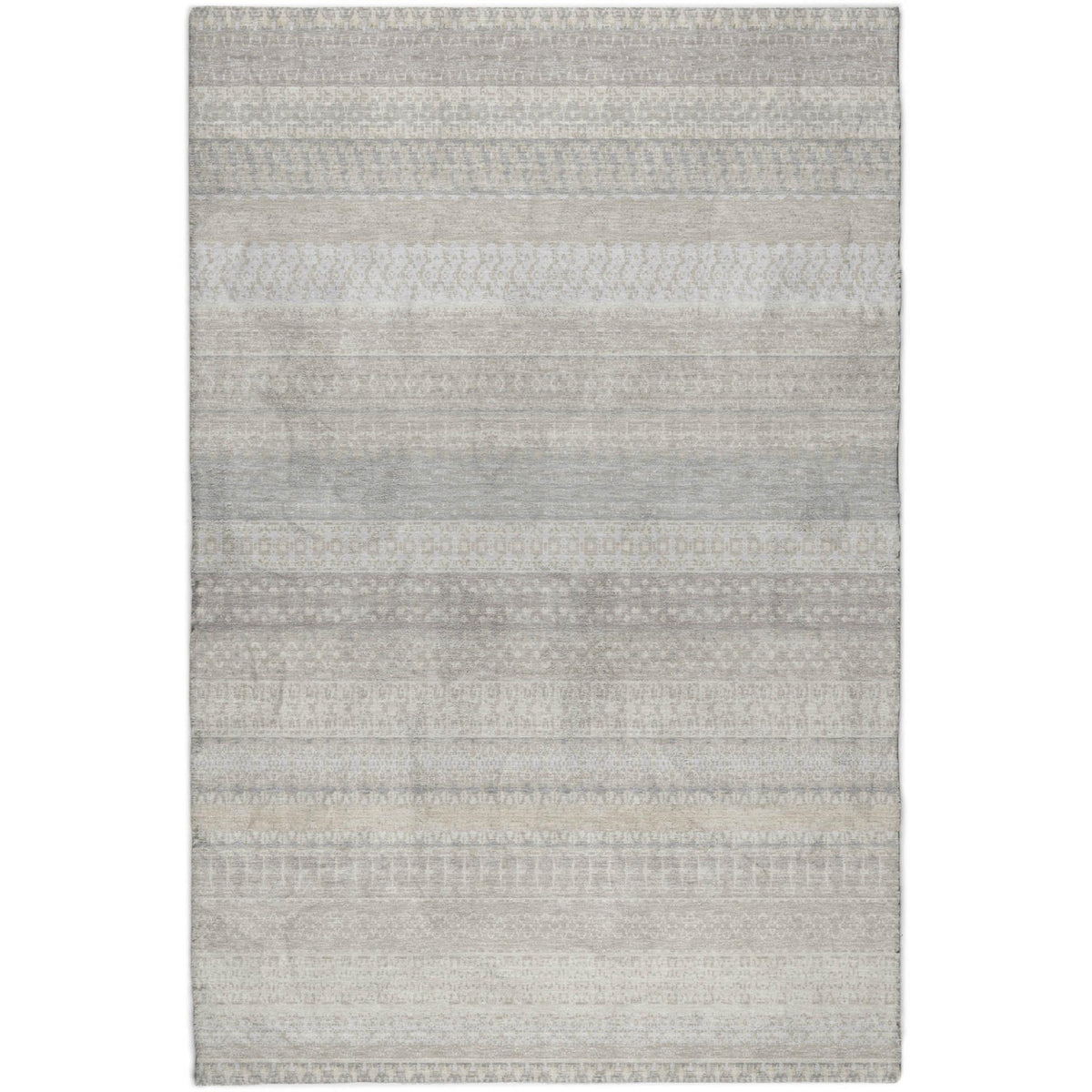 5' X 8' Ivory And Beige Striped Shag Washable Area Rug With UV Protection - HomeRoots - Flyclothing LLC