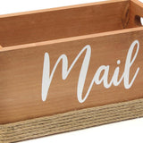 12" Natural Jute And Solid Wood Mail Holder