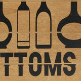 16" Natural And Black Wood Bottoms Up Wine Serving Tray With Handles And LED Lights