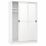 72" White Solid Wood Mirrored Two Door Combo Dresser