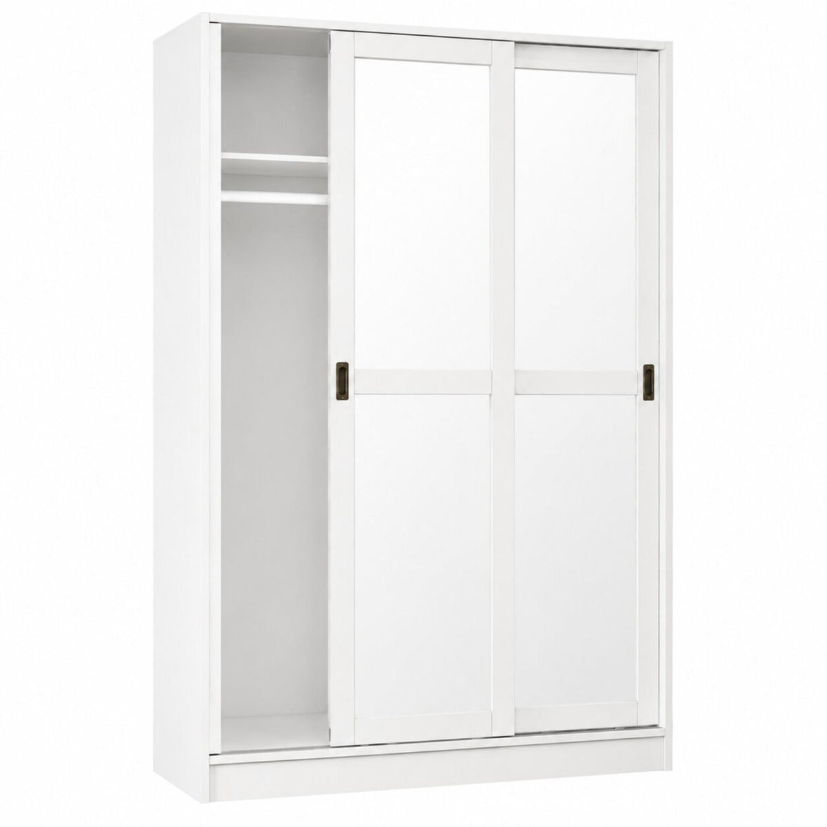 72" White Solid Wood Mirrored Two Door Combo Dresser