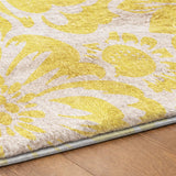 5' X 8' Yellow And Ivory Floral Shag Washable Area Rug With UV Protection - HomeRoots - Flyclothing LLC