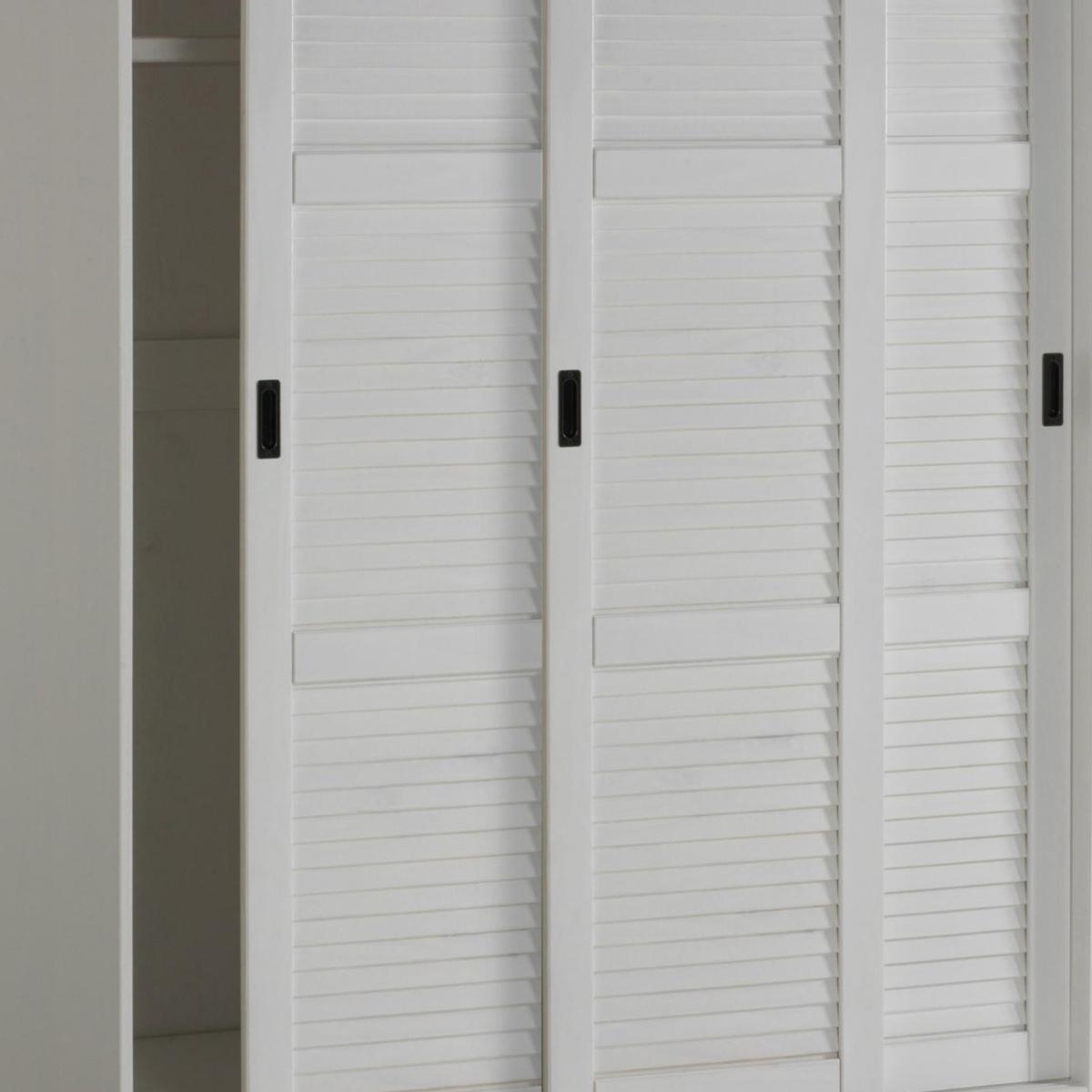 72" White Solid Wood Three Door Combo Dresser