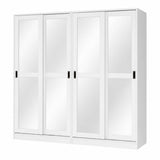 72" White Solid Wood Mirrored Five Door Combo Dresser