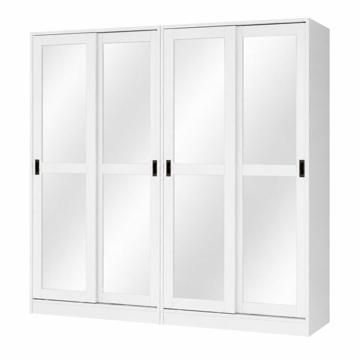 72" White Solid Wood Mirrored Five Door Combo Dresser