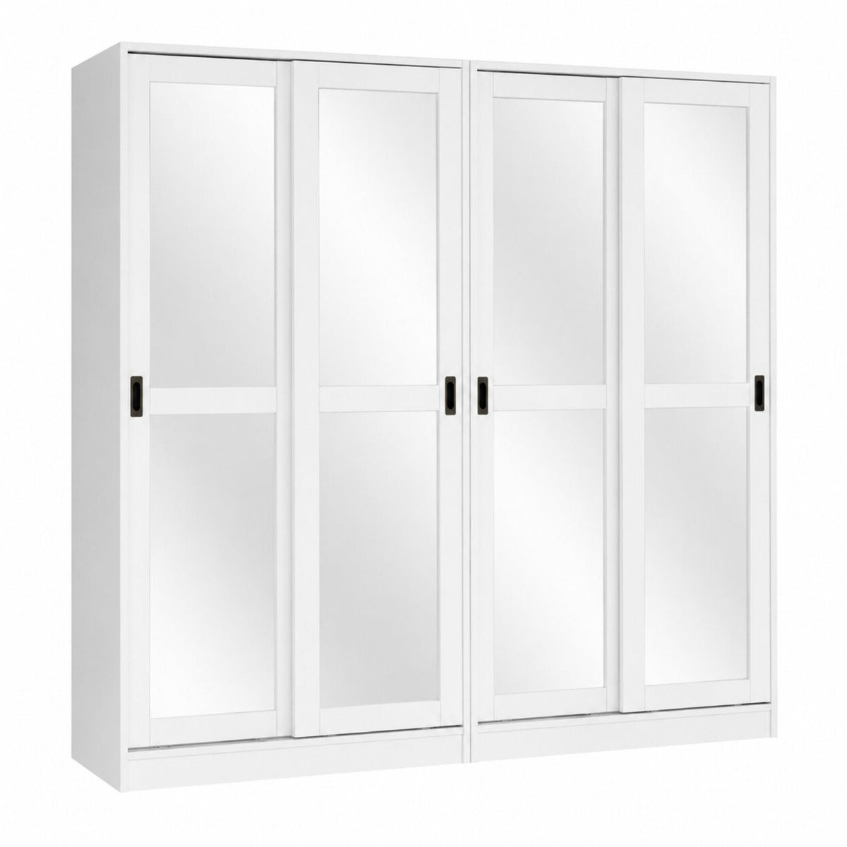 72" White Solid Wood Mirrored Five Door Combo Dresser