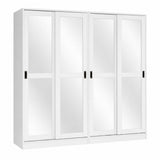 72" White Solid Wood Mirrored Five Door Combo Dresser