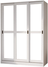 72" White Solid Wood Mirrored Three Door Combo Dresser