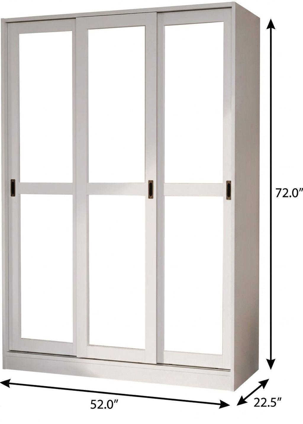 72" White Solid Wood Mirrored Three Door Combo Dresser