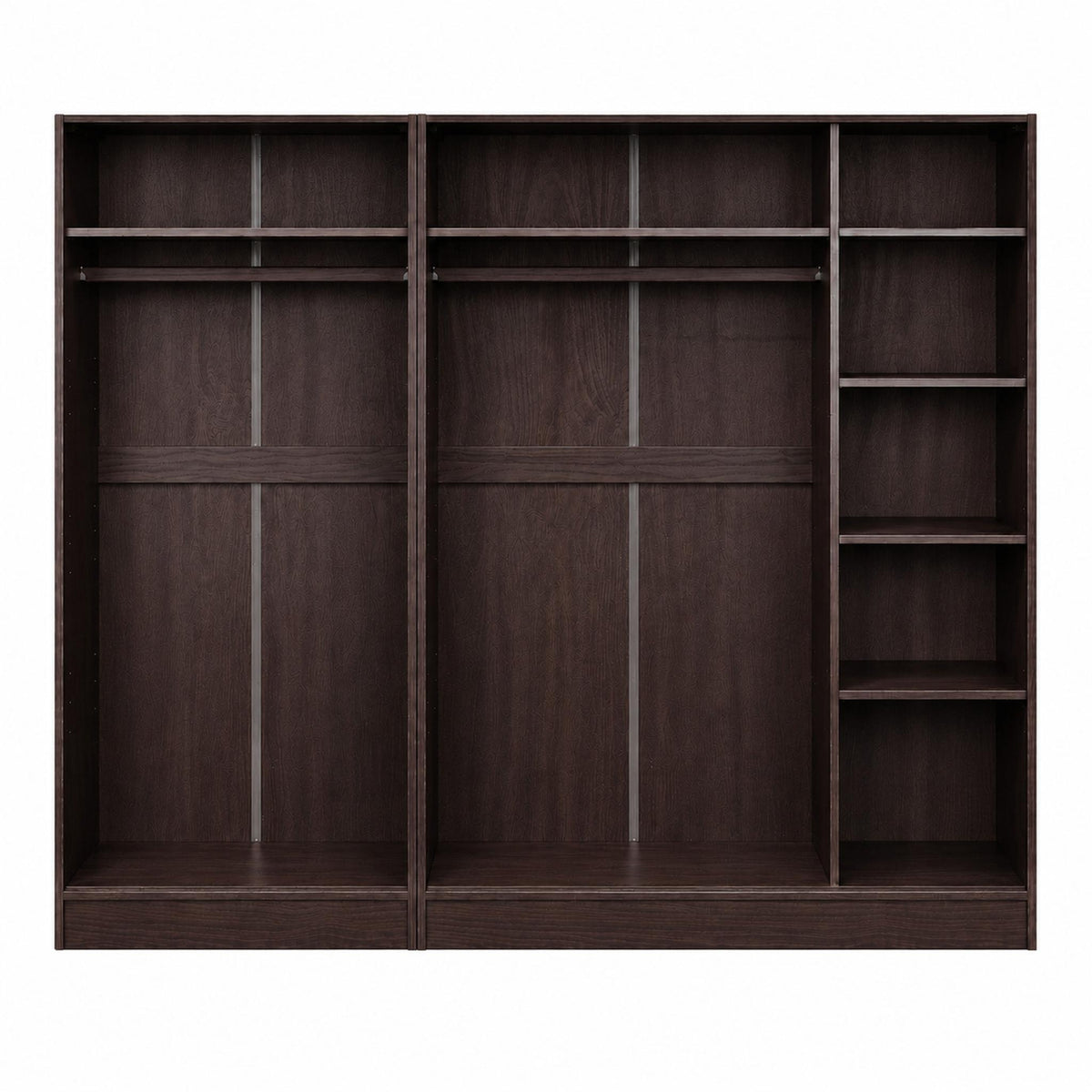 72" Dark Brown Solid Wood Five Door Combo Dresser