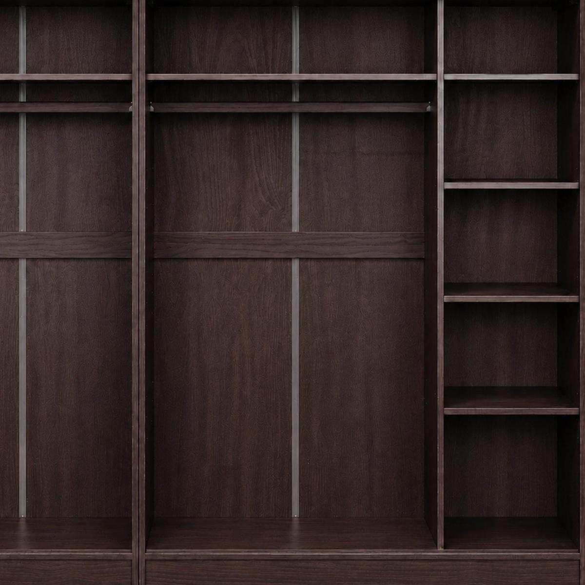 72" Dark Brown Solid Wood Five Door Combo Dresser