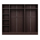 72" Dark Brown Solid Wood Five Door Combo Dresser