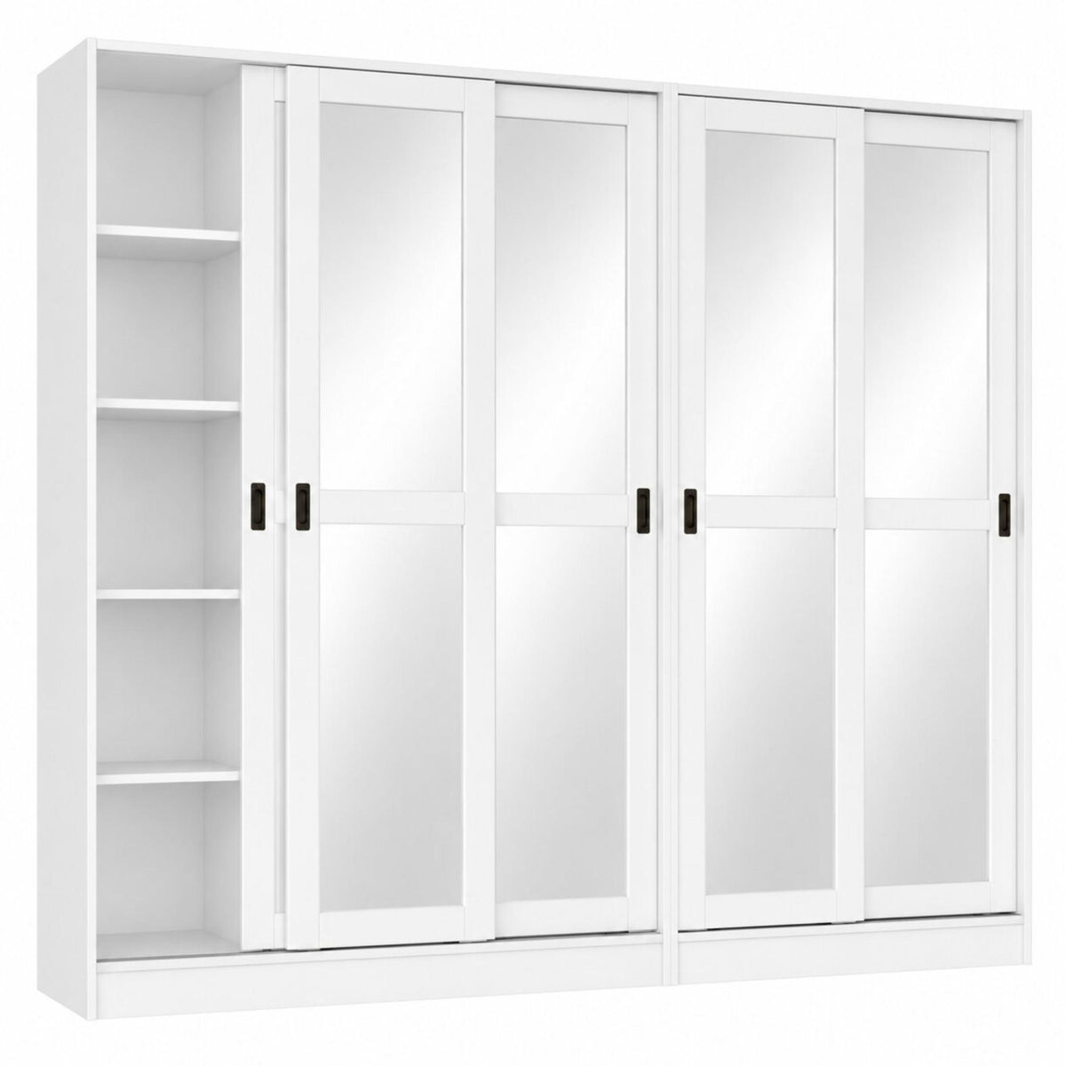 72" White Solid Wood Mirrored Five Door Combo Dresser