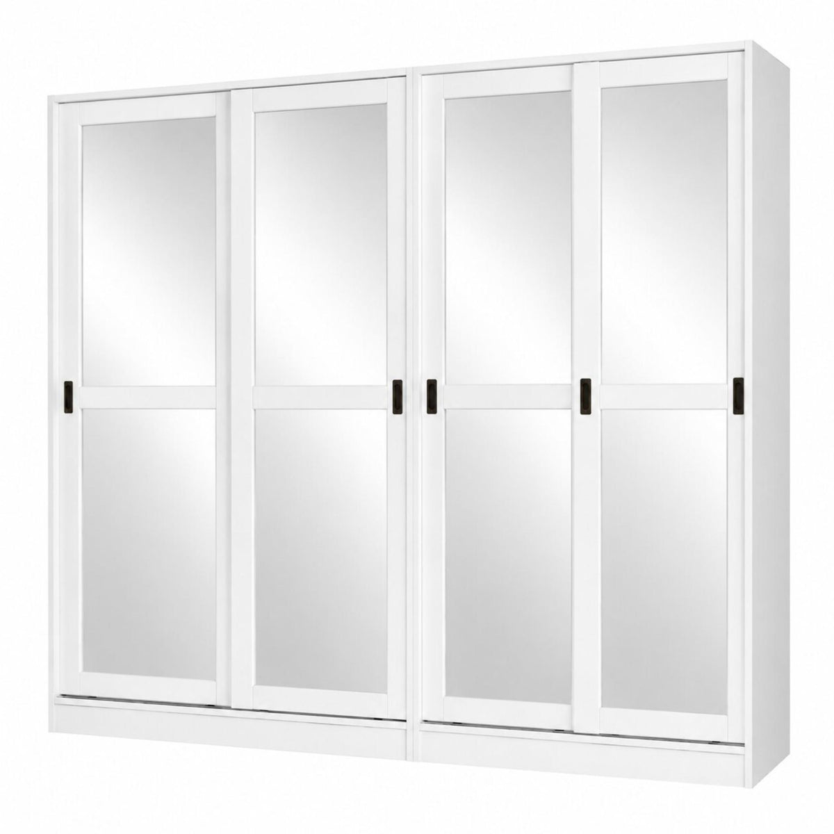 72" White Solid Wood Mirrored Five Door Combo Dresser