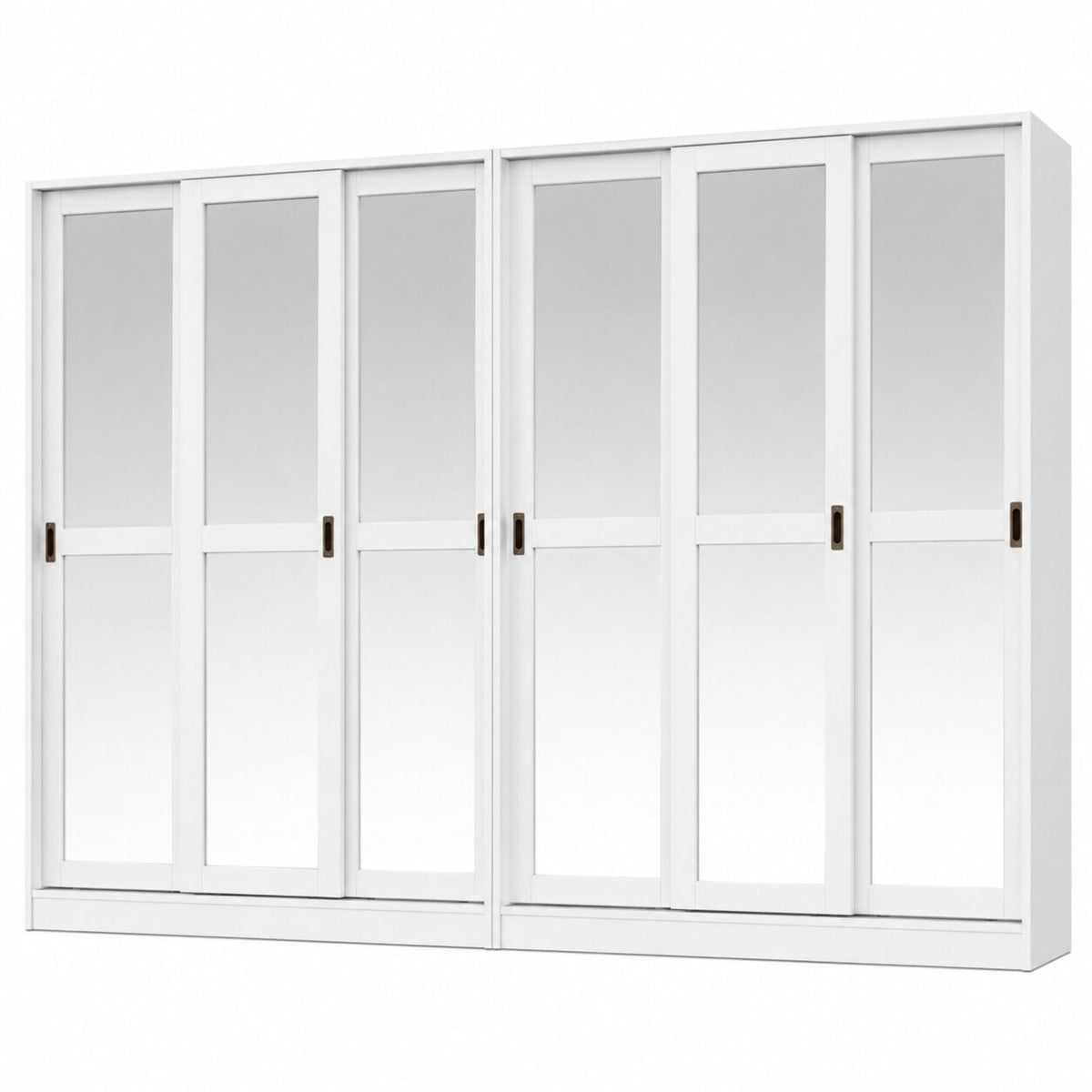 72" White Solid Wood Mirrored Six Door Combo Dresser - HomeRoots - Flyclothing LLC