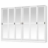 72" White Solid Wood Mirrored Six Door Combo Dresser - HomeRoots - Flyclothing LLC