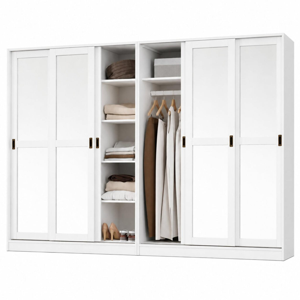 72" White Solid Wood Mirrored Six Door Combo Dresser - HomeRoots - Flyclothing LLC