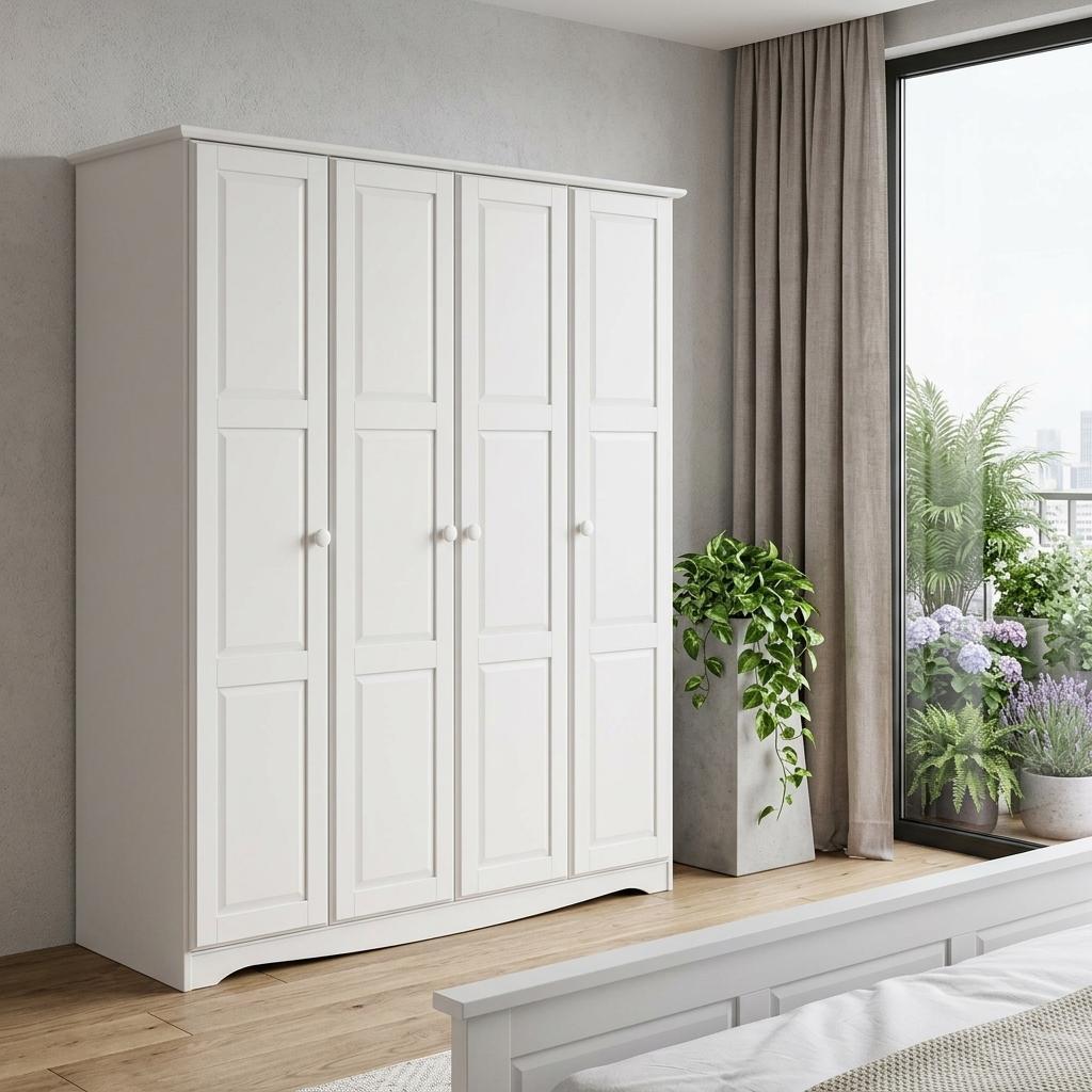 72" White Solid Wood Four Door Combo Dresser - HomeRoots - Flyclothing LLC