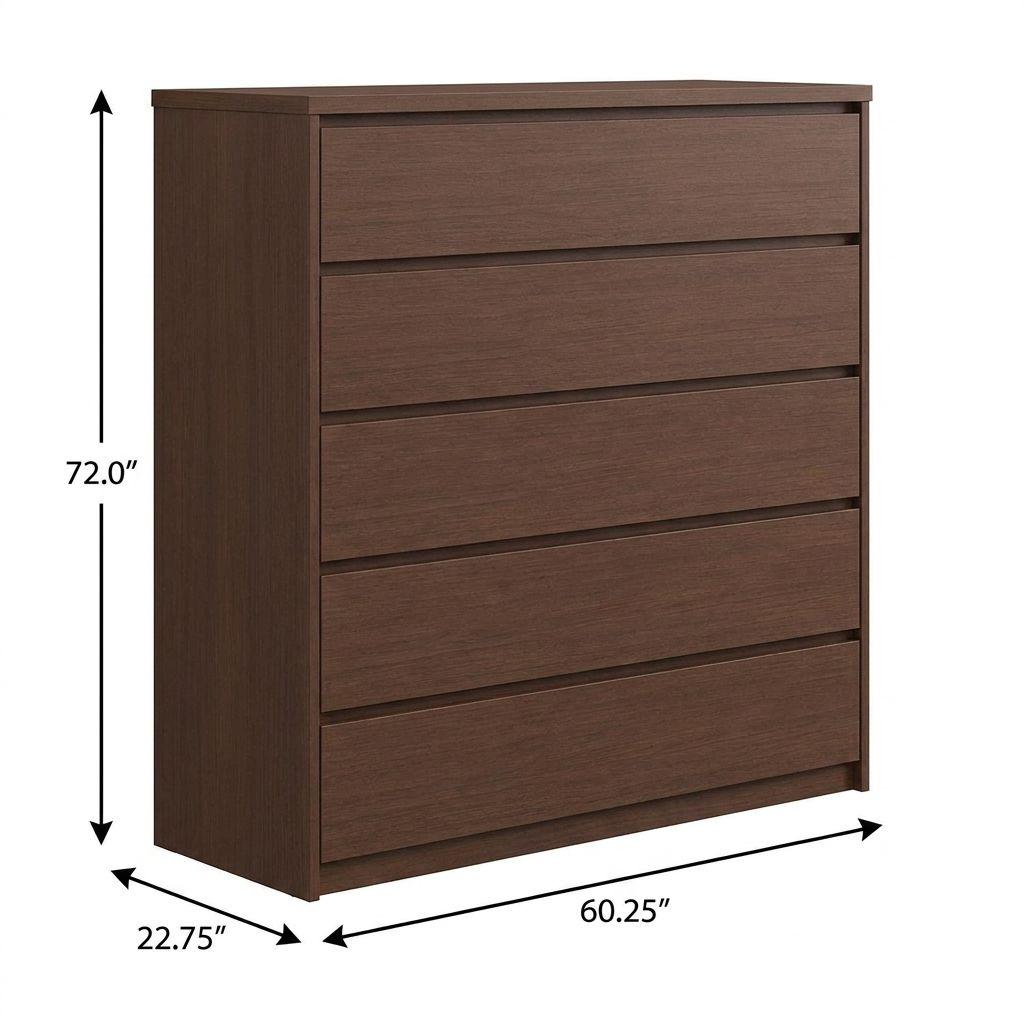 72" Coffee Solid Wood Four Door Combo Dresser - HomeRoots - Flyclothing LLC
