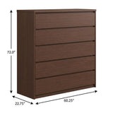 72" Coffee Solid Wood Four Door Combo Dresser - HomeRoots - Flyclothing LLC