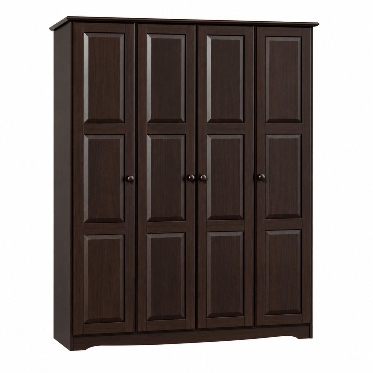 72" Dark Brown Solid Wood Four Door Combo Dresser - HomeRoots - Flyclothing LLC