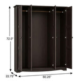 72" Dark Brown Solid Wood Four Door Combo Dresser - HomeRoots - Flyclothing LLC