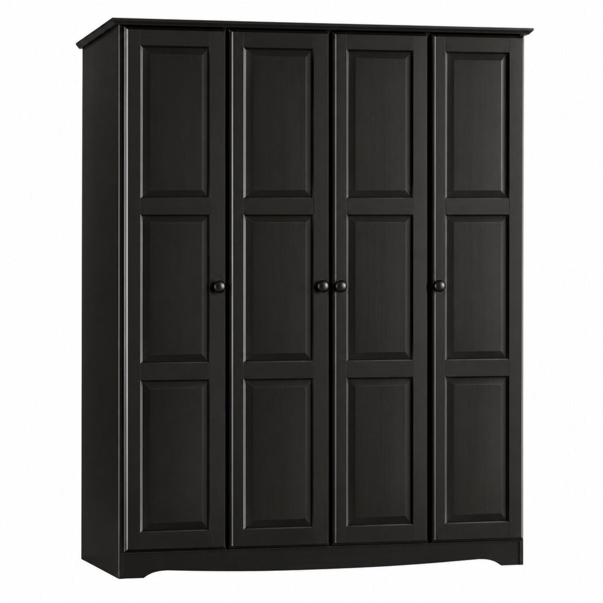72" Black Solid Wood Four Door Combo Dresser