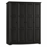 72" Black Solid Wood Four Door Combo Dresser
