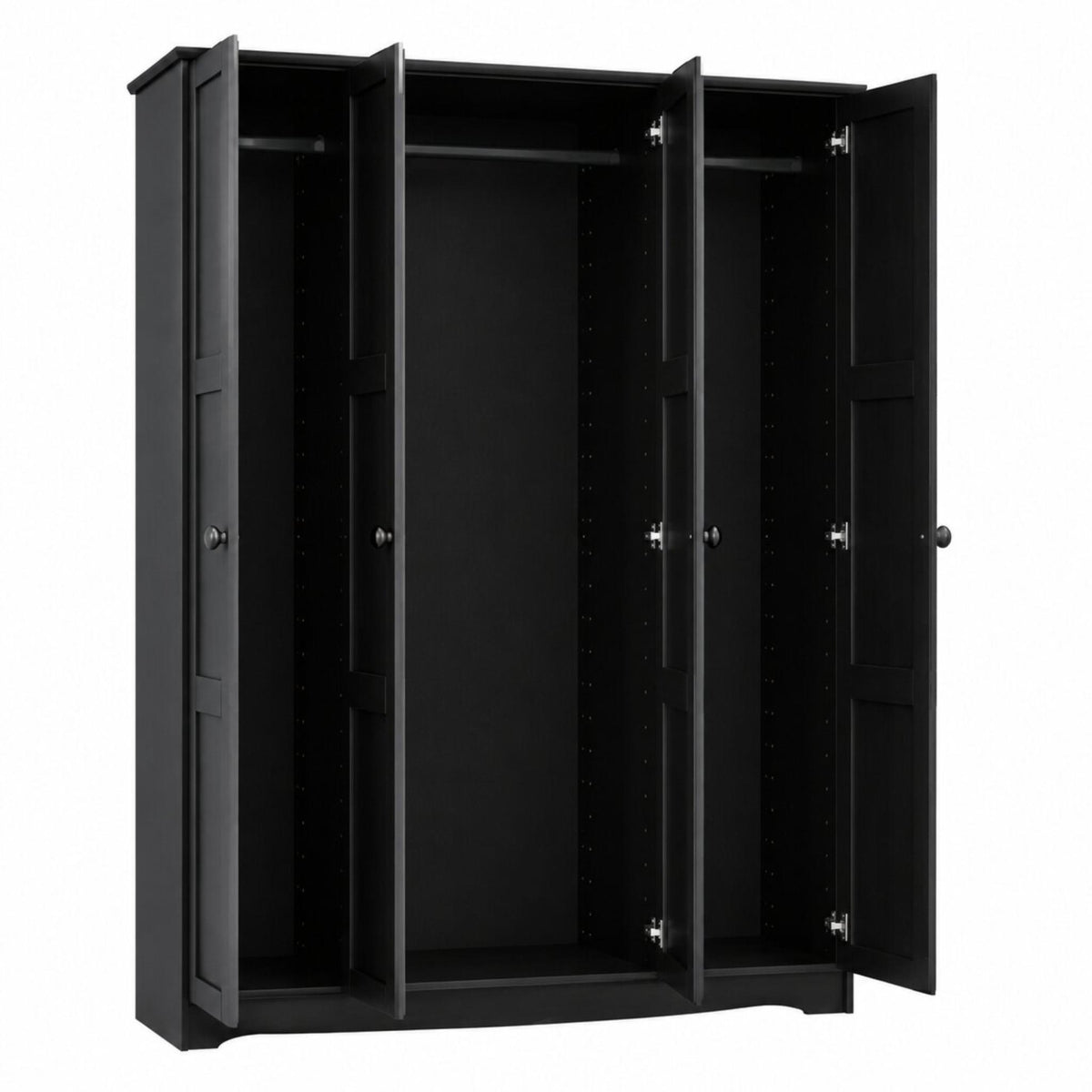 72" Black Solid Wood Four Door Combo Dresser