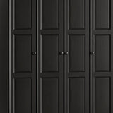 72" Black Solid Wood Four Door Combo Dresser