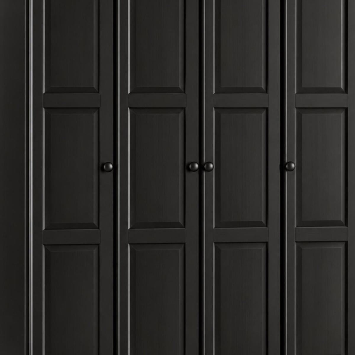 72" Black Solid Wood Four Door Combo Dresser