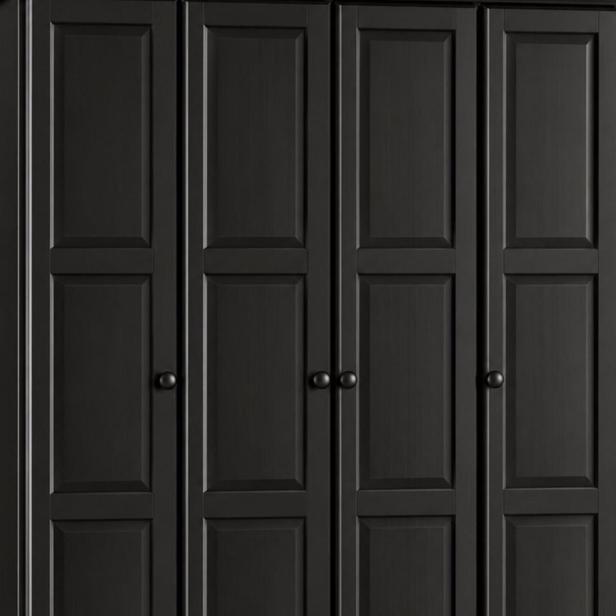 72" Black Solid Wood Four Door Combo Dresser