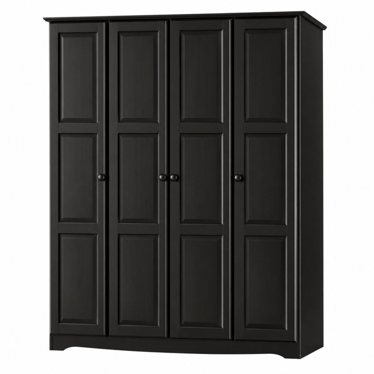 72" Black Solid Wood Four Door Combo Dresser